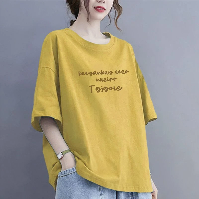 200斤夏季大码纯棉T恤短袖宽松遮肚子显瘦遮肉恤外穿圆领上衣女