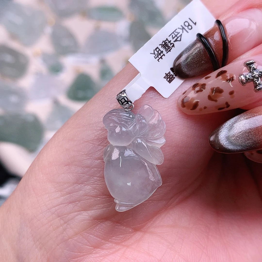 翡翠颈饰18K金镶嵌仙子25.6、22.8、12.7、4.5