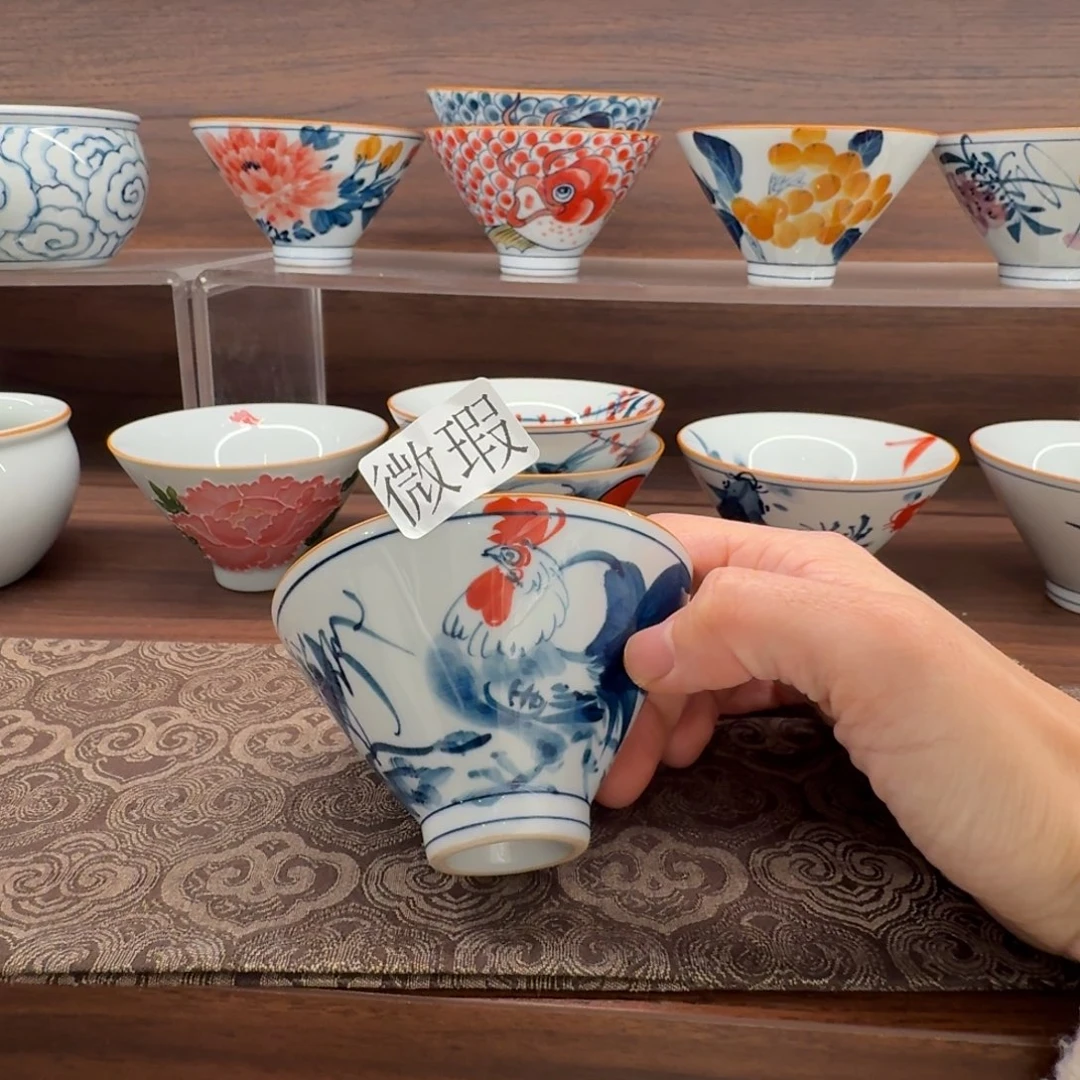 釉下手绘茶具微瑕