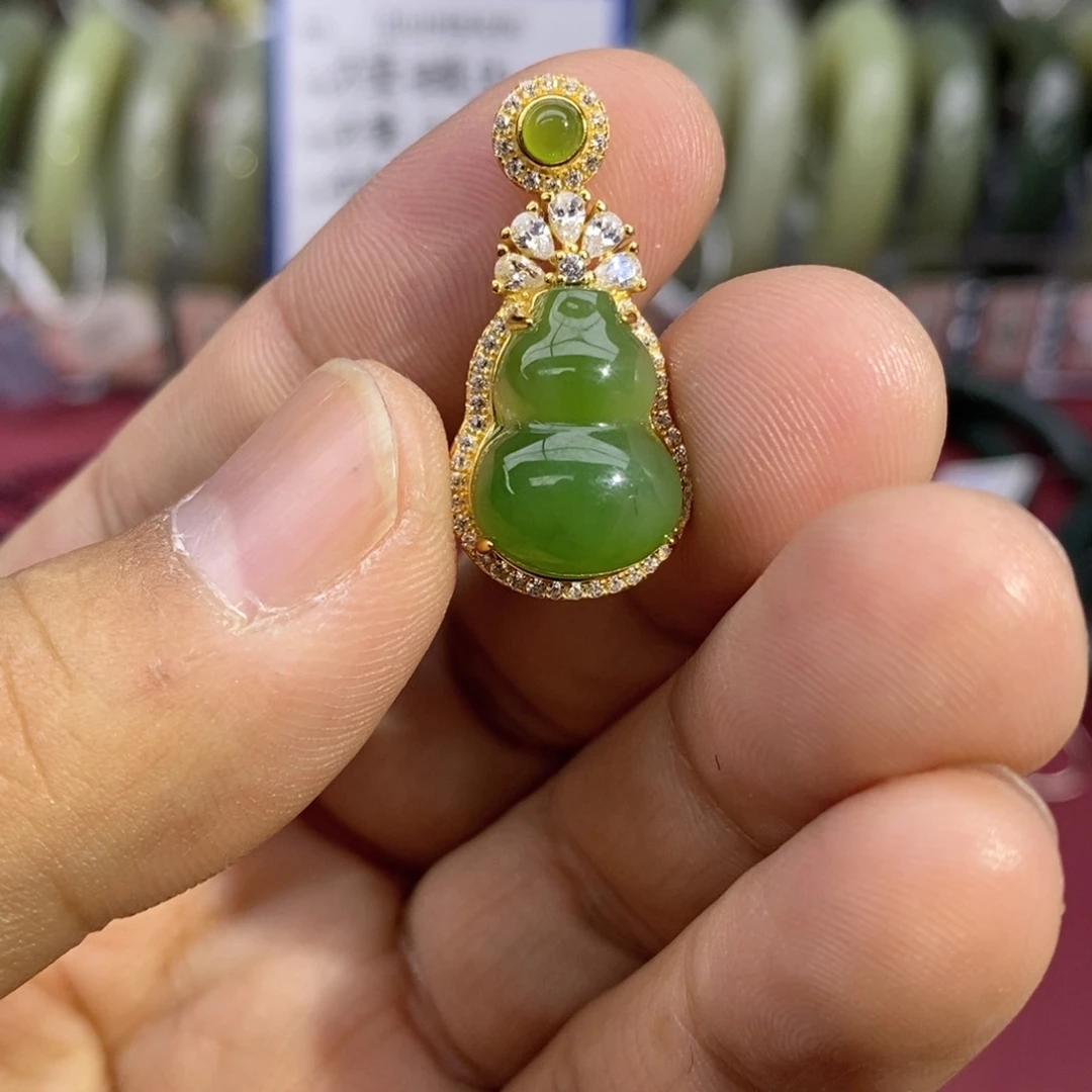 和田玉吊坠(不含链)银S925镶嵌