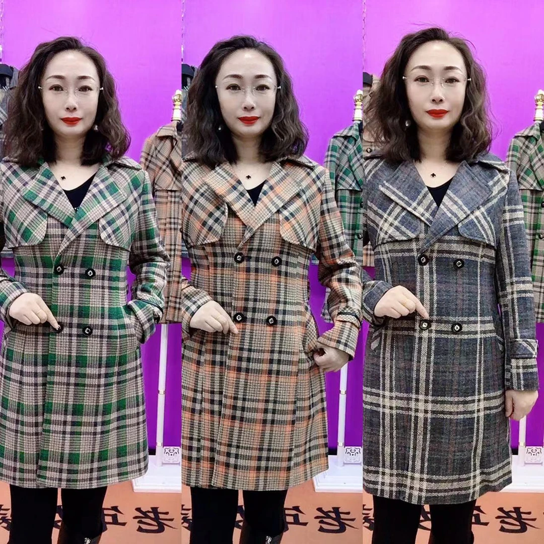 时尚中长款格风衣外套