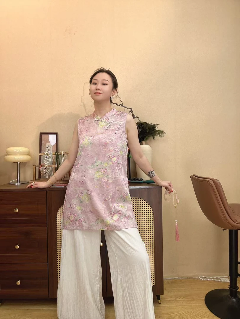 【澜公子9518】画夕颜*春夏无袖气质百搭新中式国风中长款