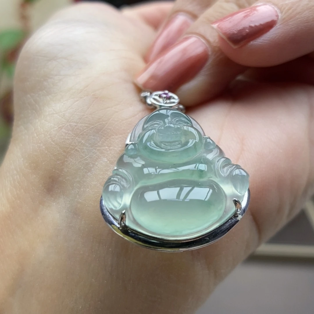 翡翠18K金镶嵌颈饰吊坠38