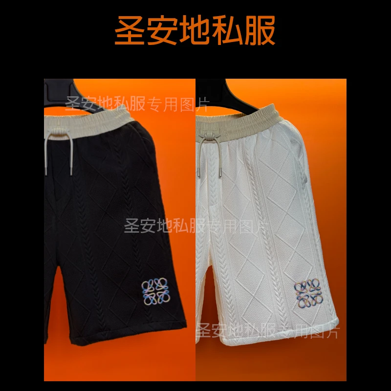 高货轻奢2025年夏季新款立体提花刺绣透气柔软舒适宽松五分短裤男