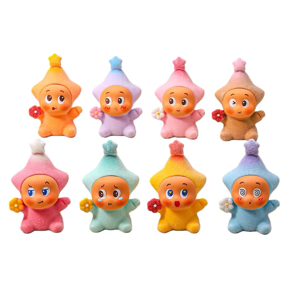 植绒花朵星星人 diy地摊小商品网红萌粒diy树脂饰品配件车载摆件