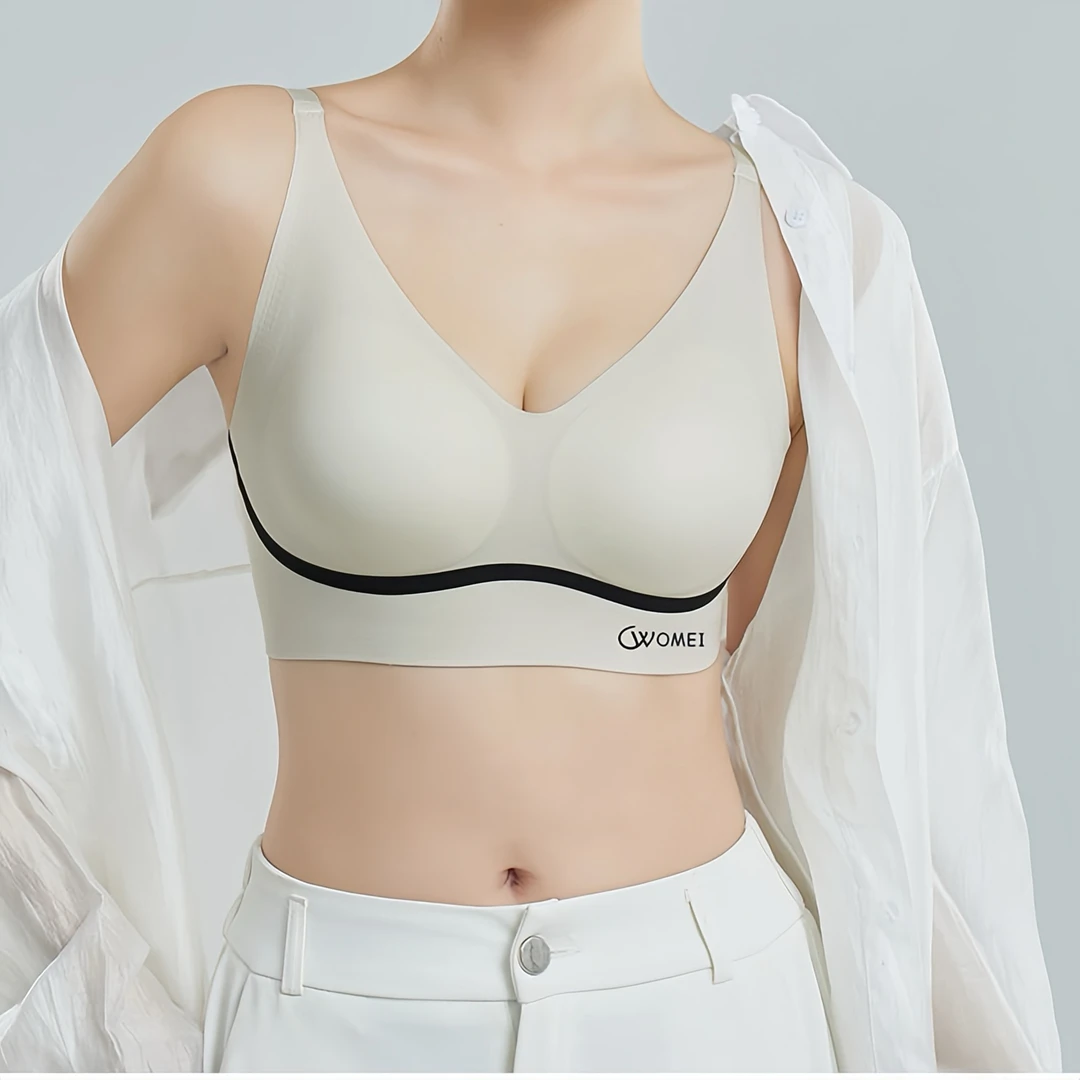撞色无痕聚拢内衣舒适透气防下垂美背设计无钢圈文胸薄款