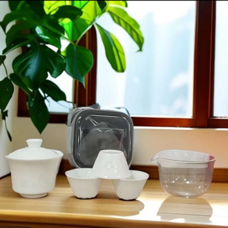 G050白瓷玲珑快客茶具