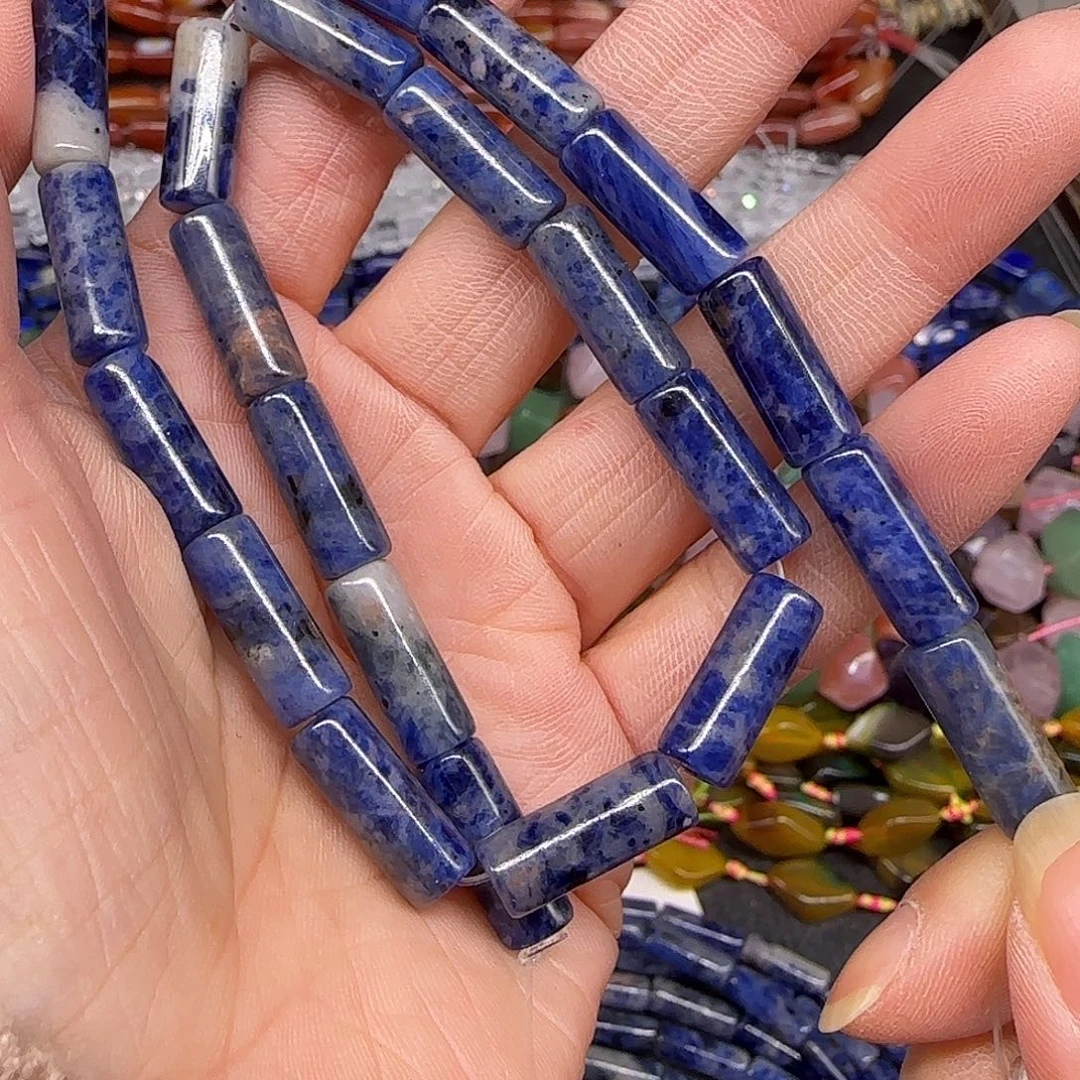 玛瑙/玉髓合金珠宝半成品蓝纹石6-15mm一条