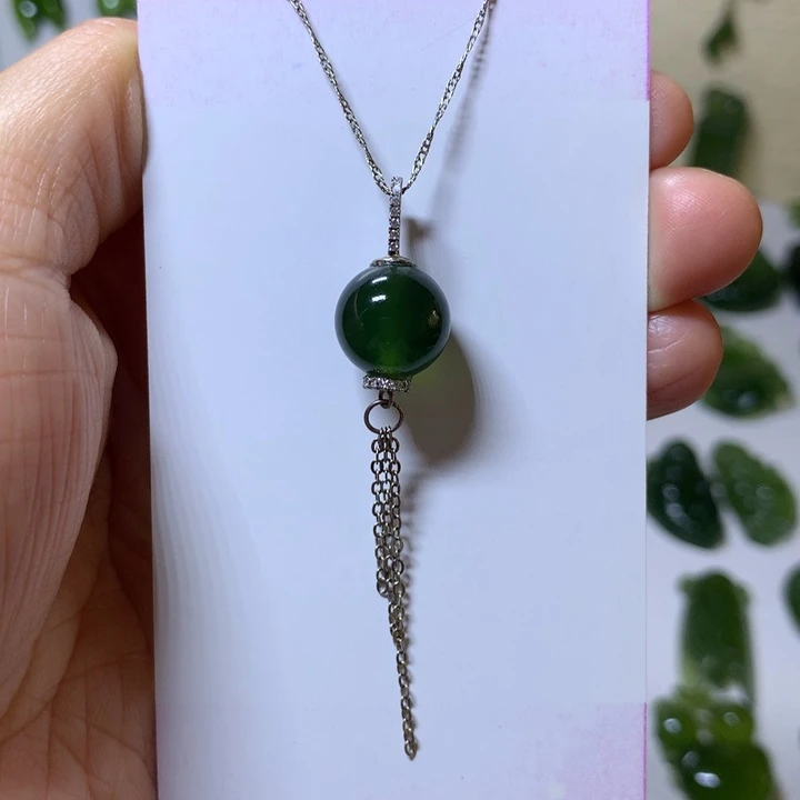 岫玉银S925镶嵌颈饰吊坠