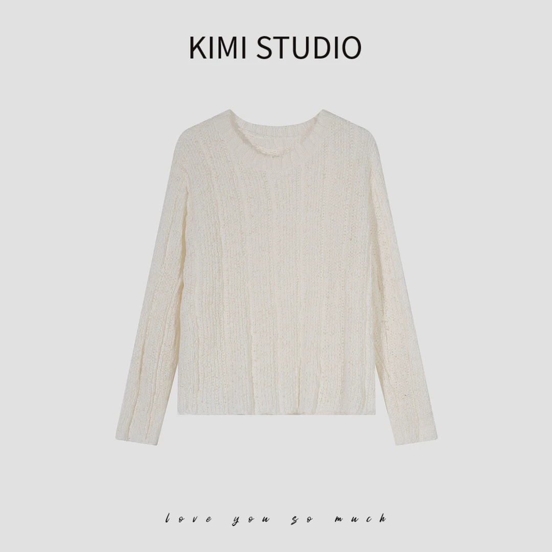 SS25184   春夏棉质特殊纱线编织圆领针织上衣