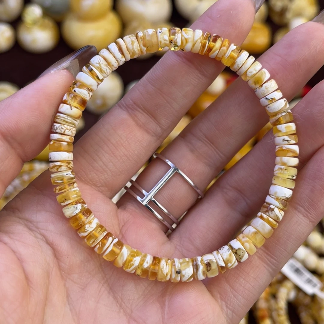 琥珀未镶嵌手链6mm妖孽药片