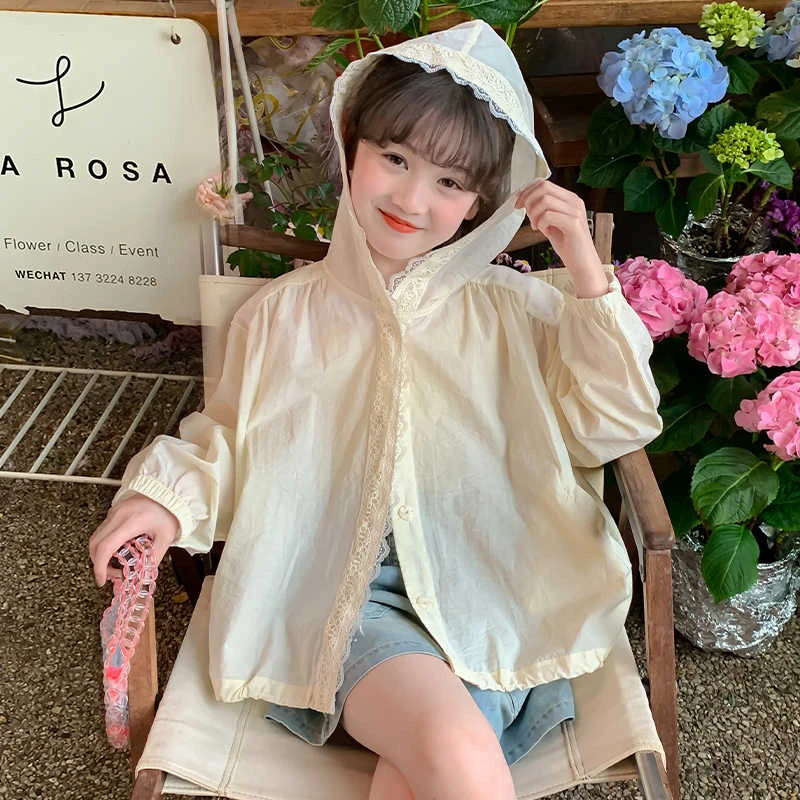 女童防晒服夏季2025新款儿童夏装女孩皮肤衣薄款冰丝连帽外套上衣