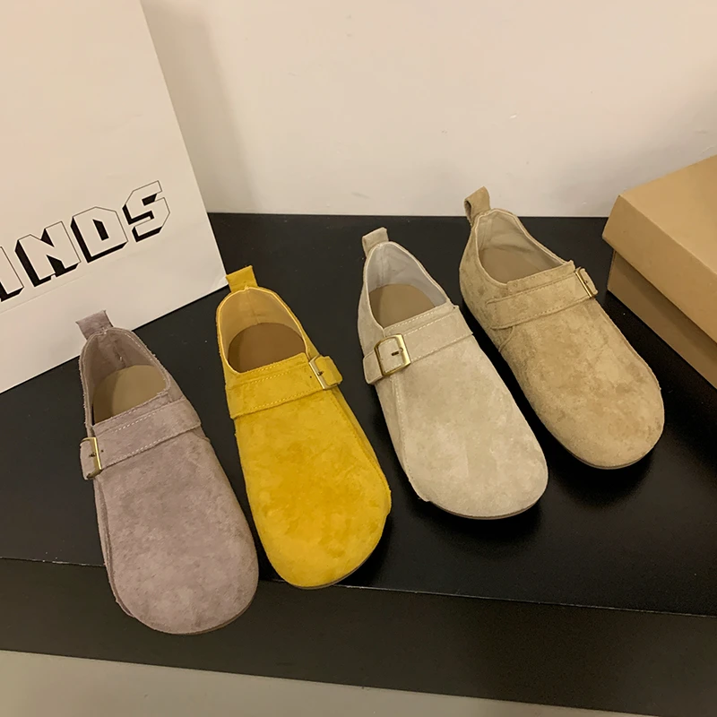 全包复古勃肯鞋女2025春秋新款厚底百搭磨砂赖人鞋豆豆博肯鞋单鞋