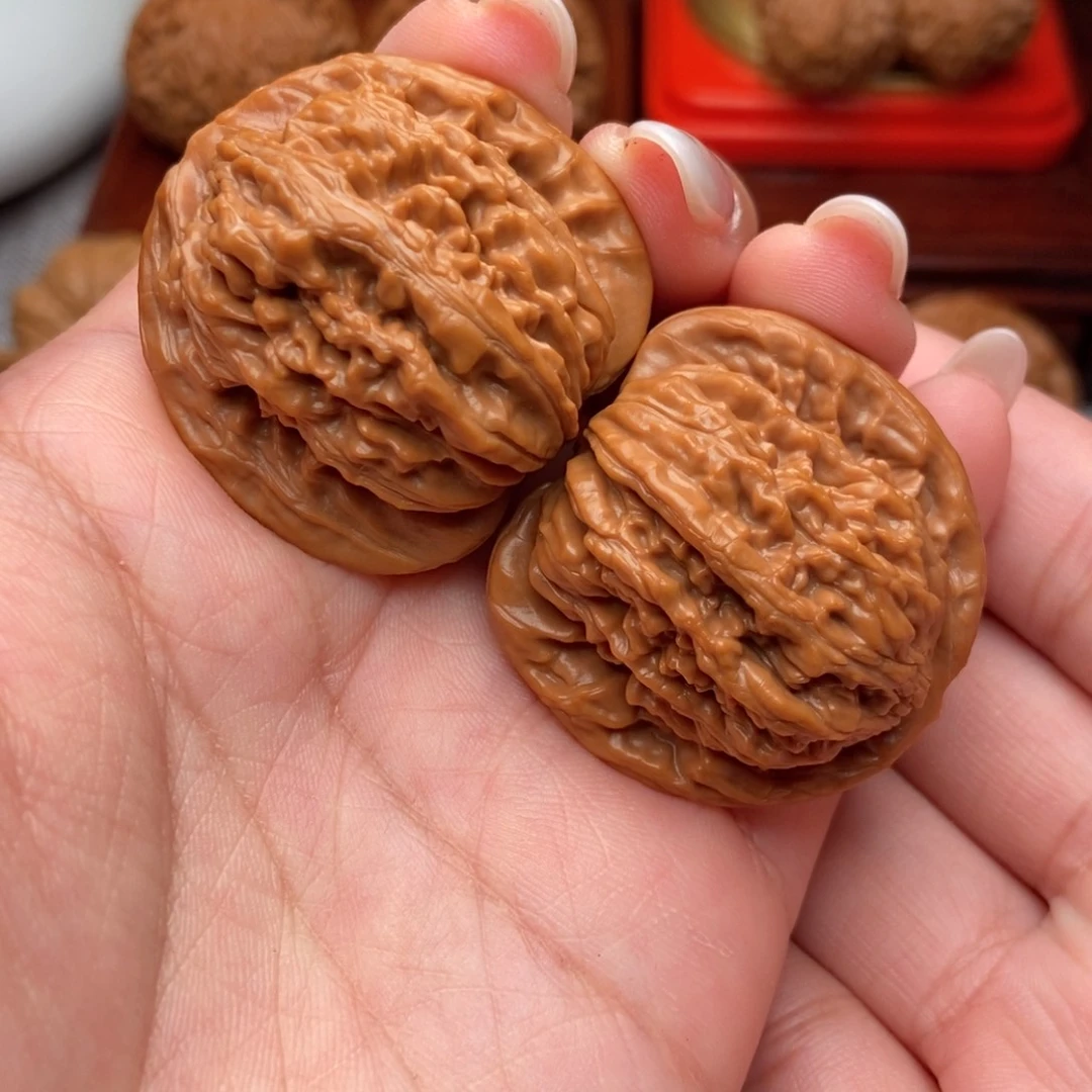 把件文玩核桃红皮汉高楼37全品