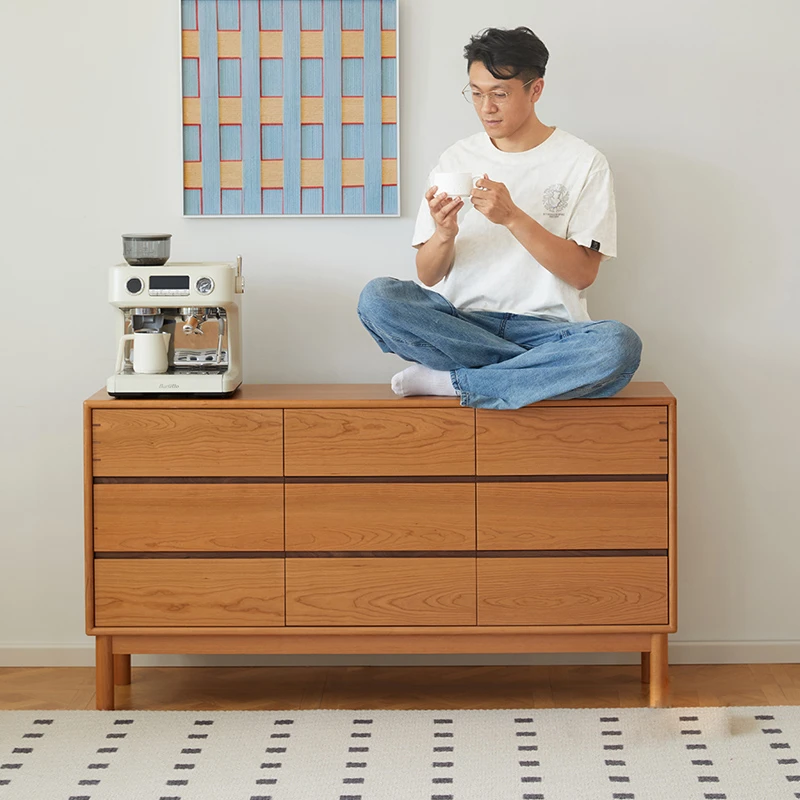 【木趣九斗柜】北欧樱桃木卧室靠墙家用餐厅客厅日式边柜床尾柜