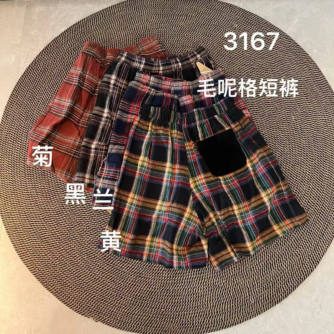 秋冬洋气百搭毛呢格短裤  3167#