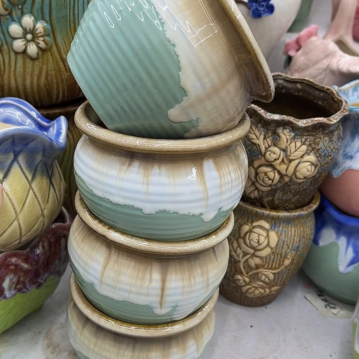 多肉绿植陶瓷花盆9.9包邮，有空