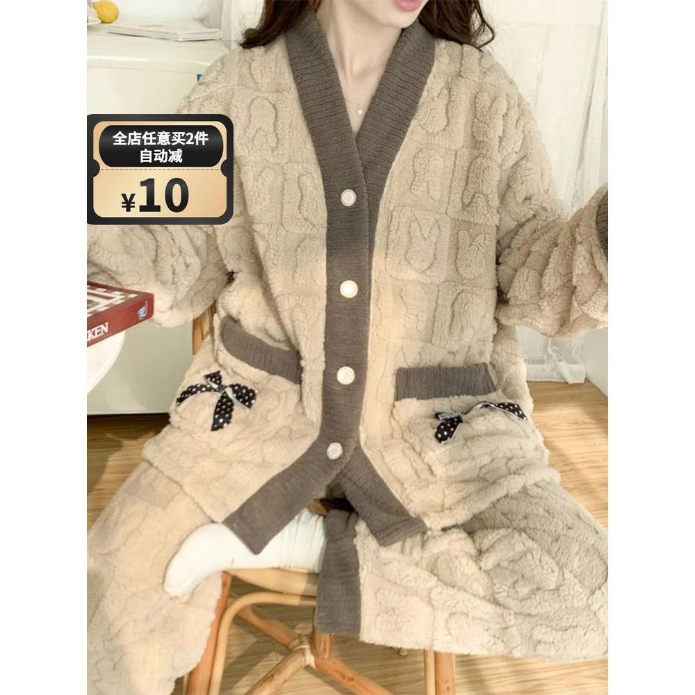 维多利亚珊瑚绒睡衣女冬季2025新款加肥大码200斤法兰绒保暖家居