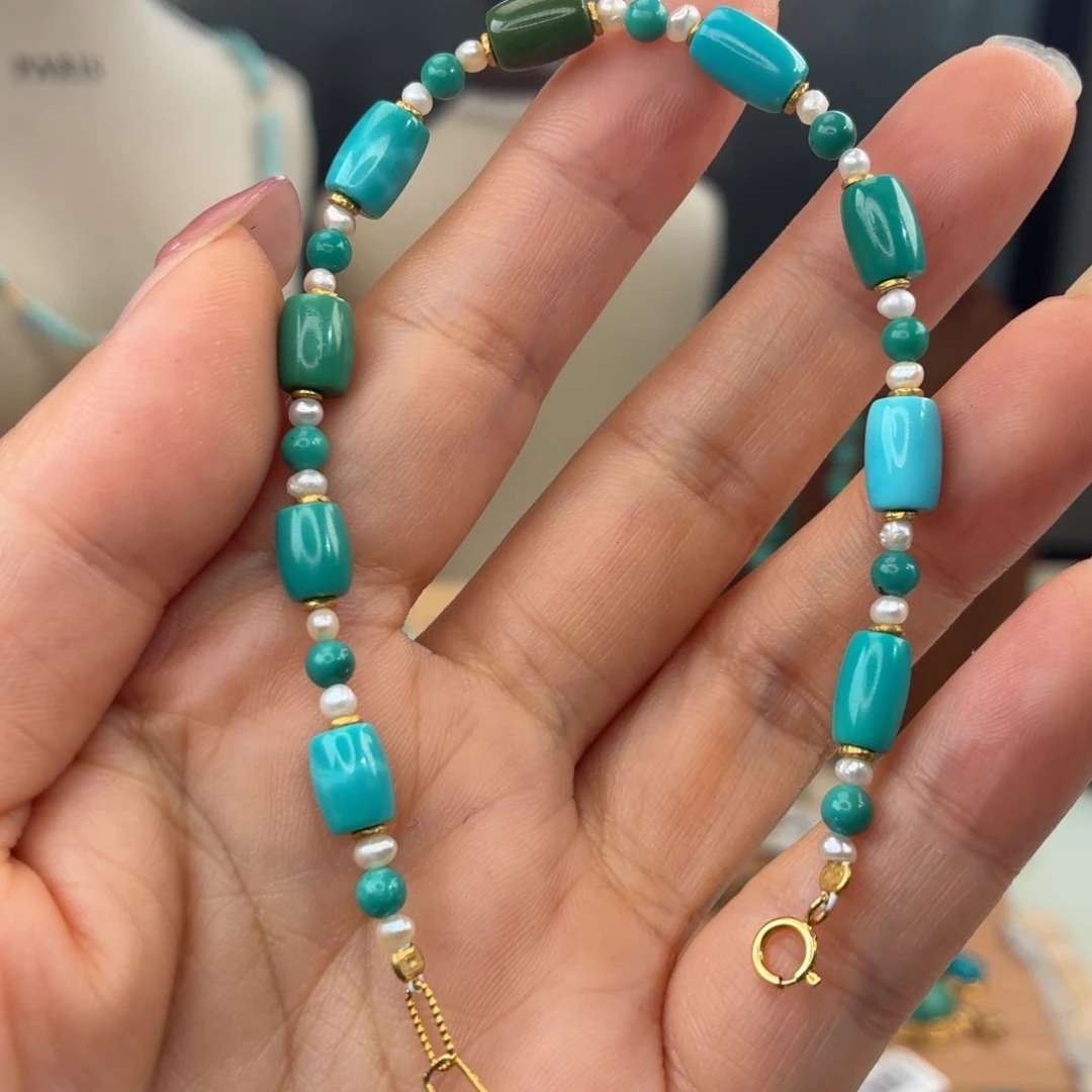 绿松石18K金镶嵌手链