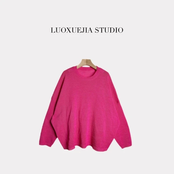 LXJ25637 自在假日丨慵懒风圆领套头针织长袖衫