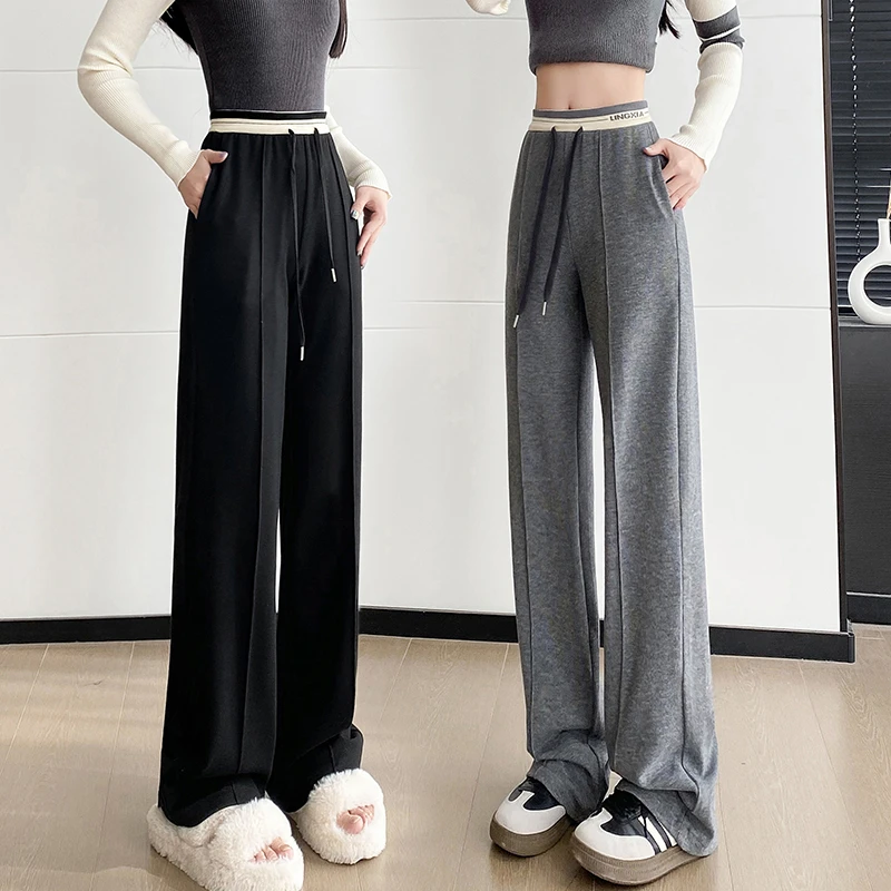 窄版直筒糯米阔腿裤女款爆款2025春夏新款宽松显瘦拖地裤休闲裤子