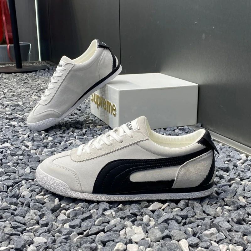 男鞋2025秋季新款时尚百搭小白鞋软底拼色系带板鞋个性潮流休闲鞋