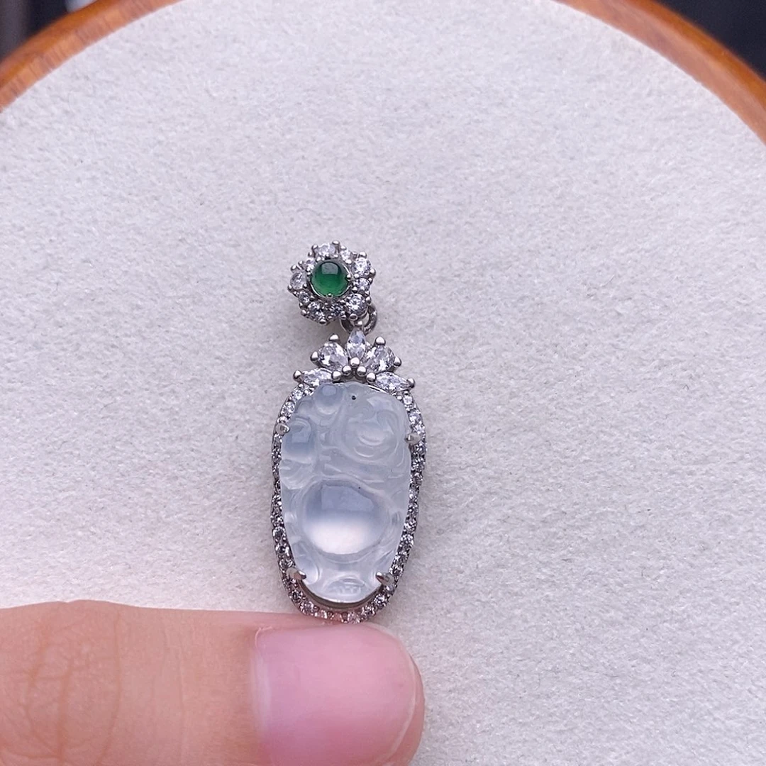 翡翠银S925镶嵌吊坠(不含链)