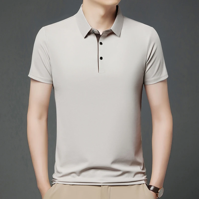 夏季新款柔软顺滑短袖T恤夏季商务休闲POLO衫品牌薄款透气男款