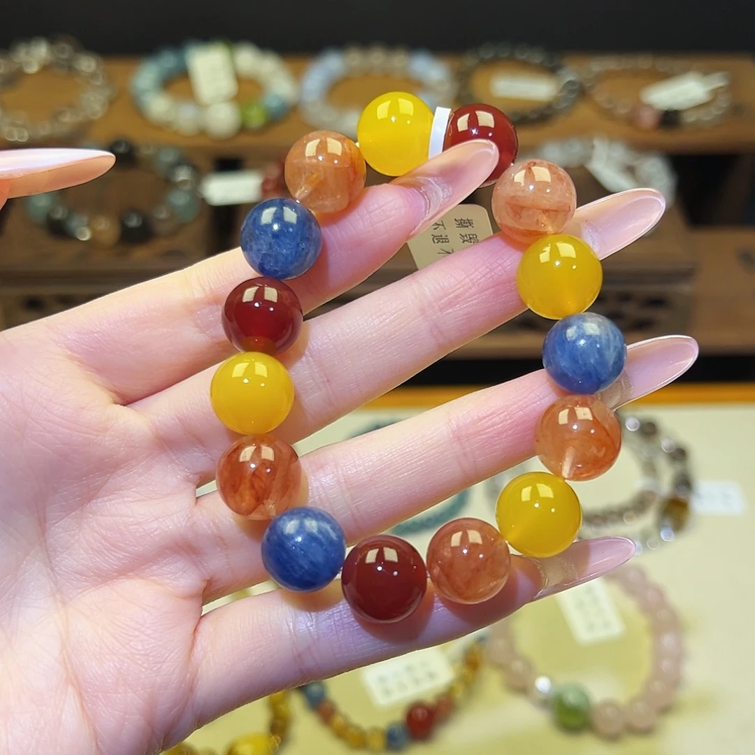 水晶手串银S925镀金镶嵌多宝1540