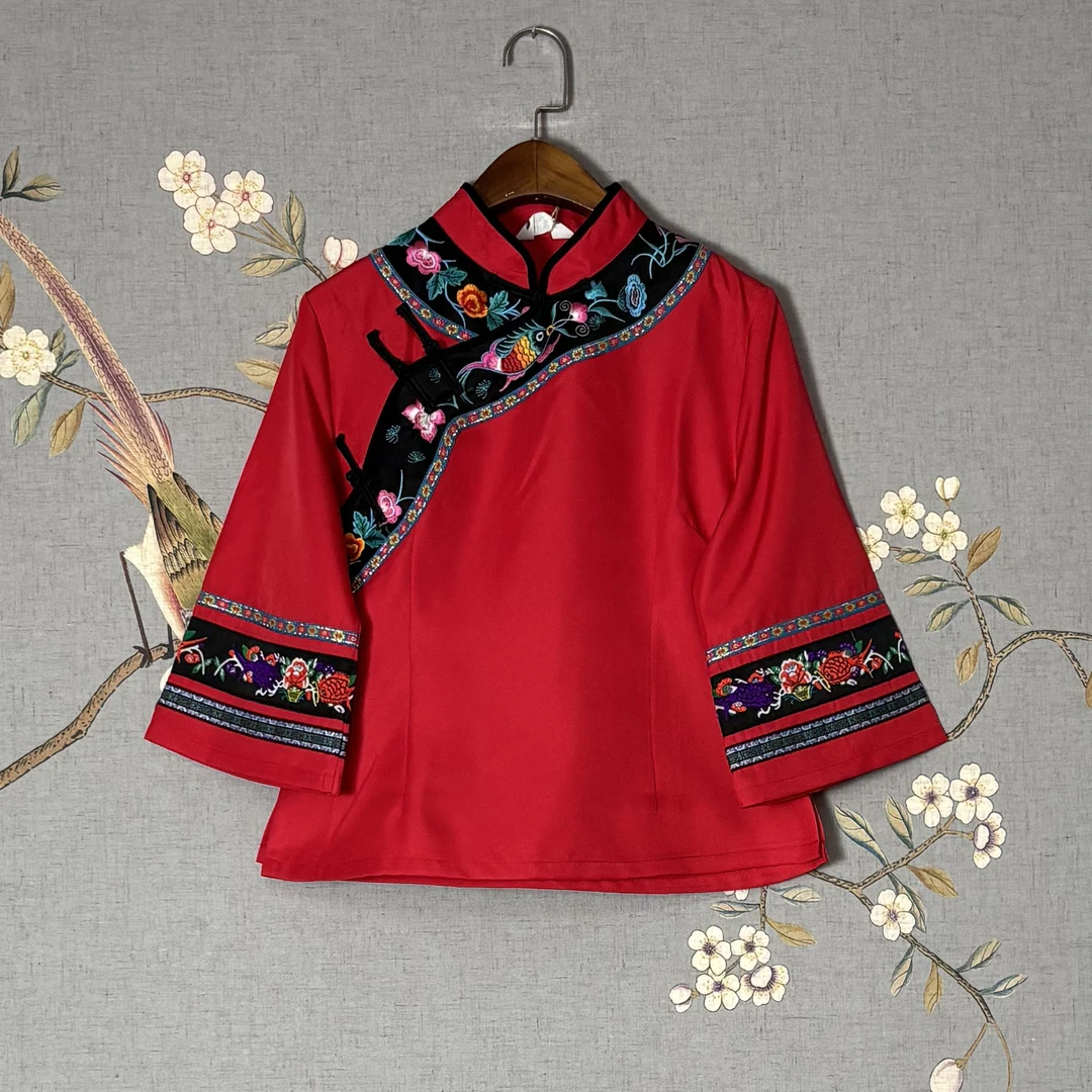 土家妹【夏季特惠】土家族苗族传统民族服绣花7分袖女款上衣123737