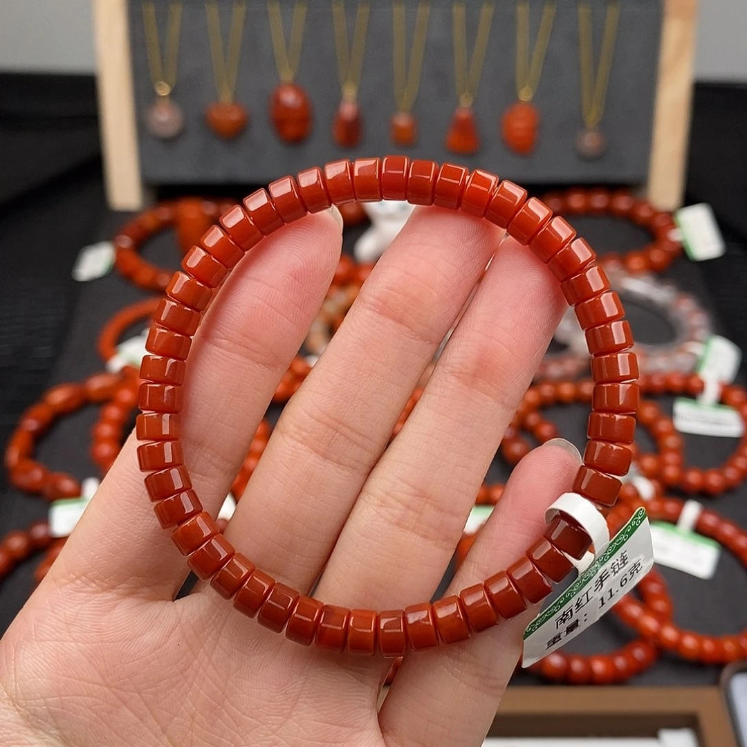 南红玛瑙未镶嵌四川凉山隔片手串5.8mm