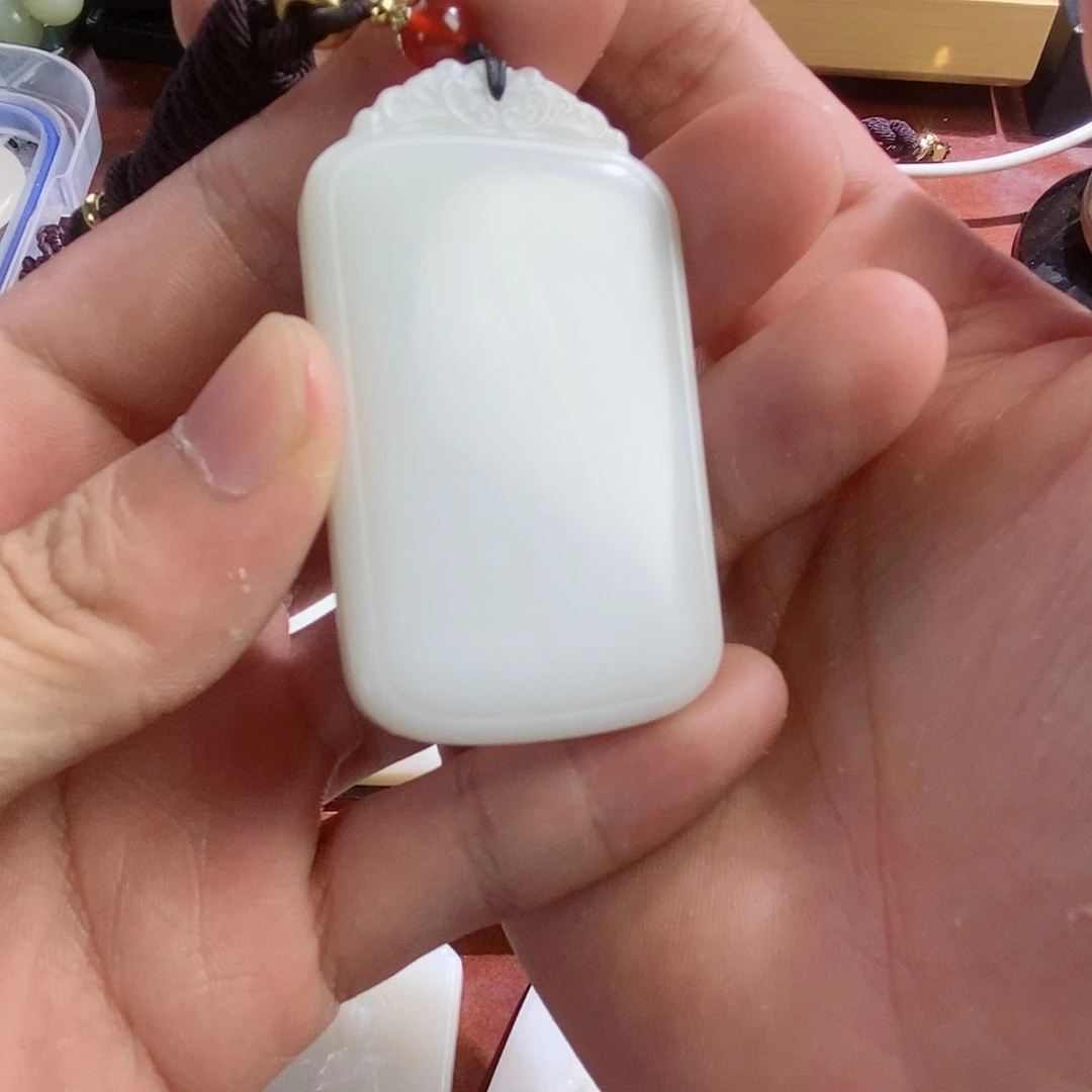 玉俄白无事牌中间国玉出品