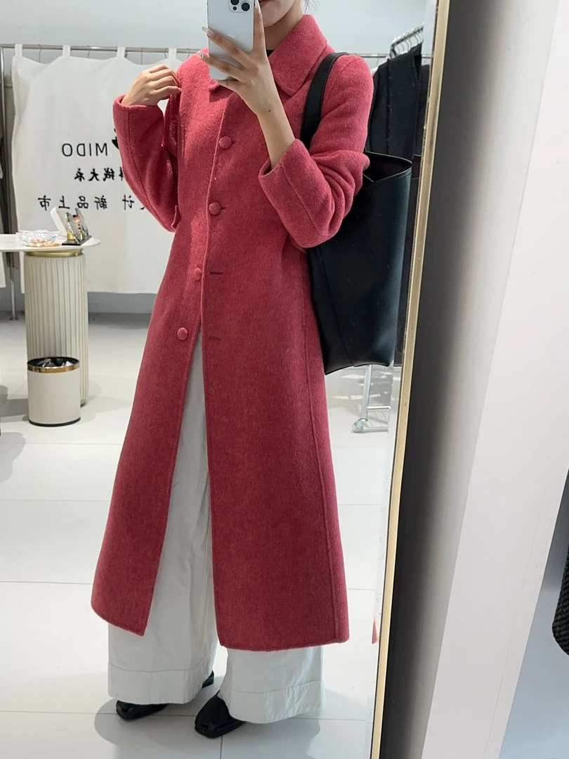 【壹恋家】2025韩版新款秋冬毛呢外套长款女装呢大衣女极简风网红