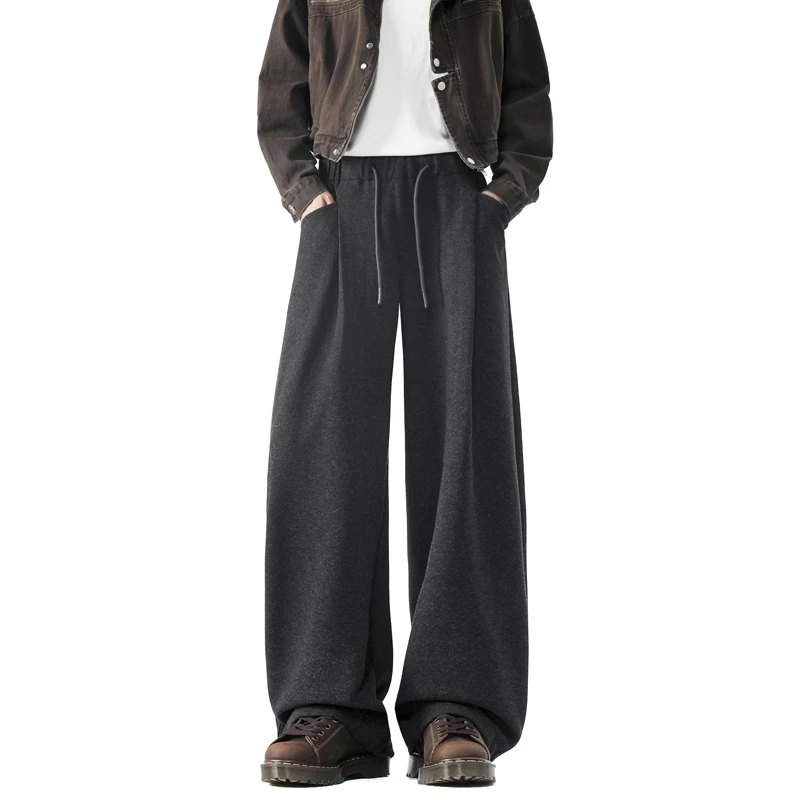 高品质莱赛尔垂坠感立体裁剪休闲裤子男秋冬新款潮流直筒加厚长裤