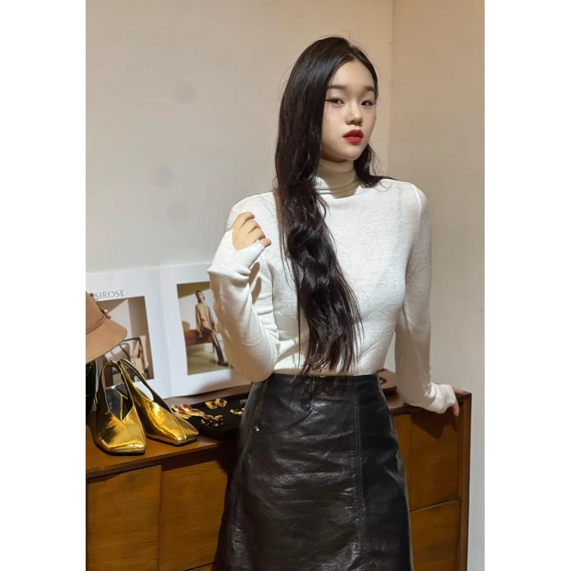 【WG万哥推荐】常规款纯色高领气质针织打底衫百搭款