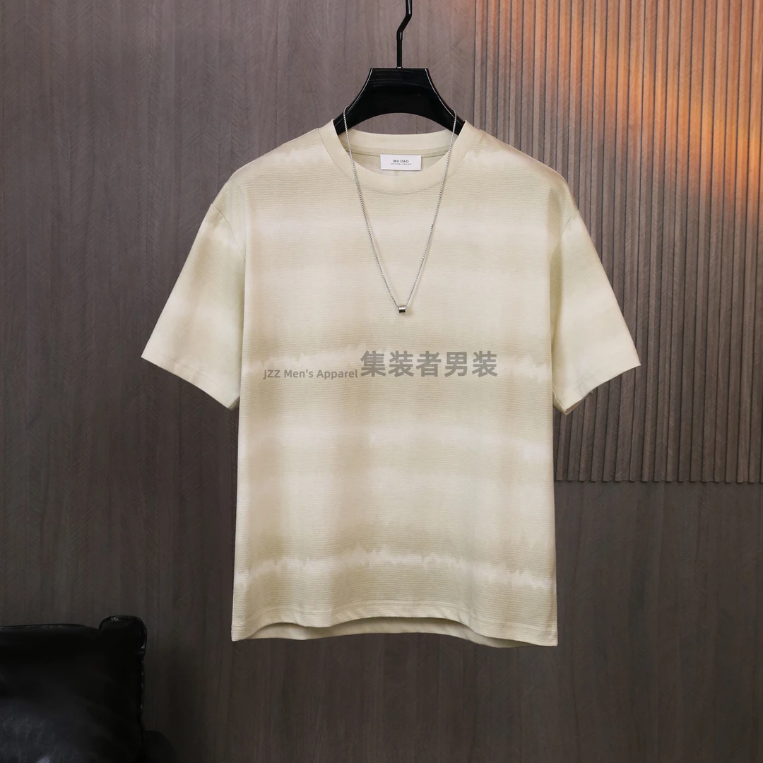男士休闲轻奢休闲半袖百搭夏季印花圆领个性时尚简约潮流短袖T恤