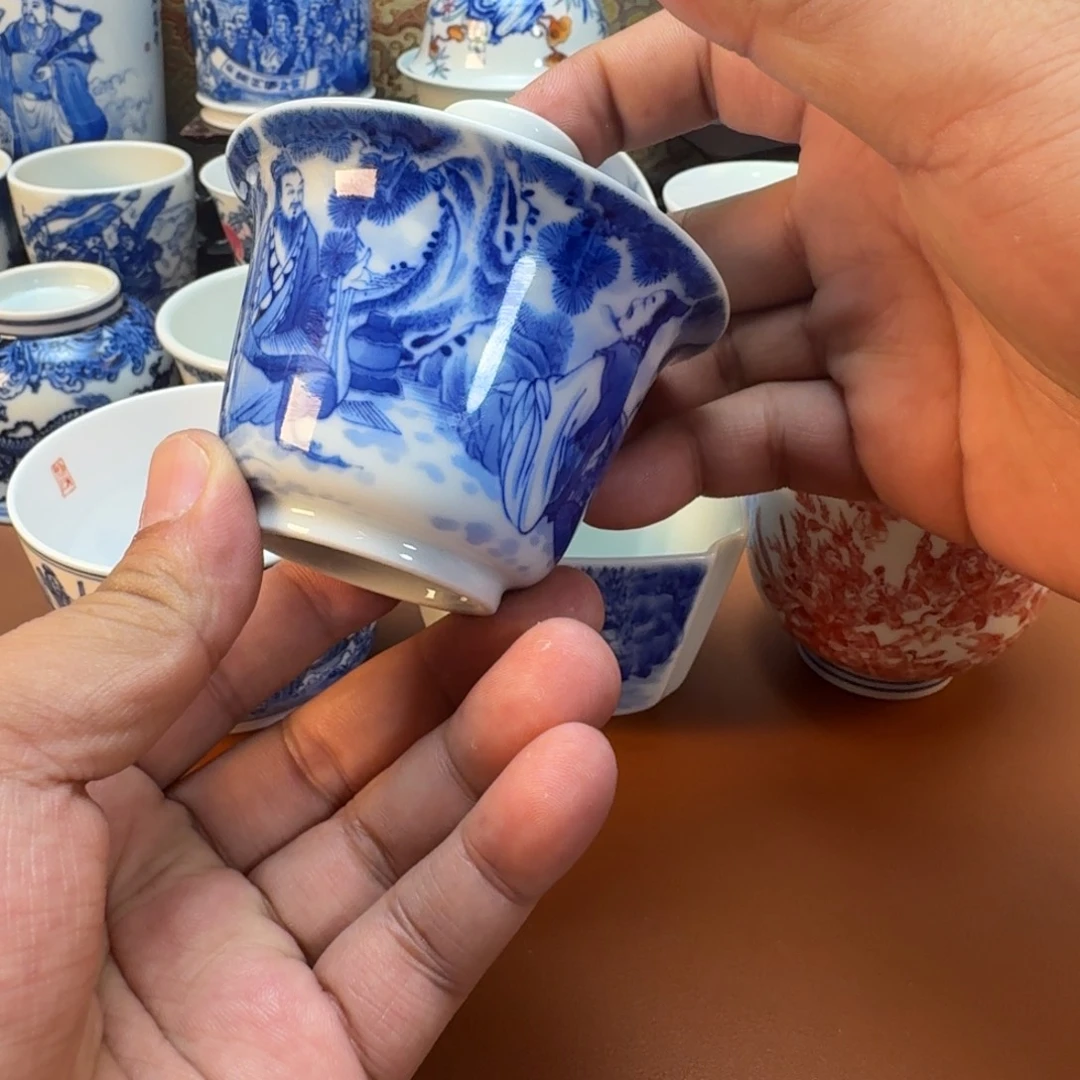 天***强杯子陶景德镇全手工手绘陶瓷