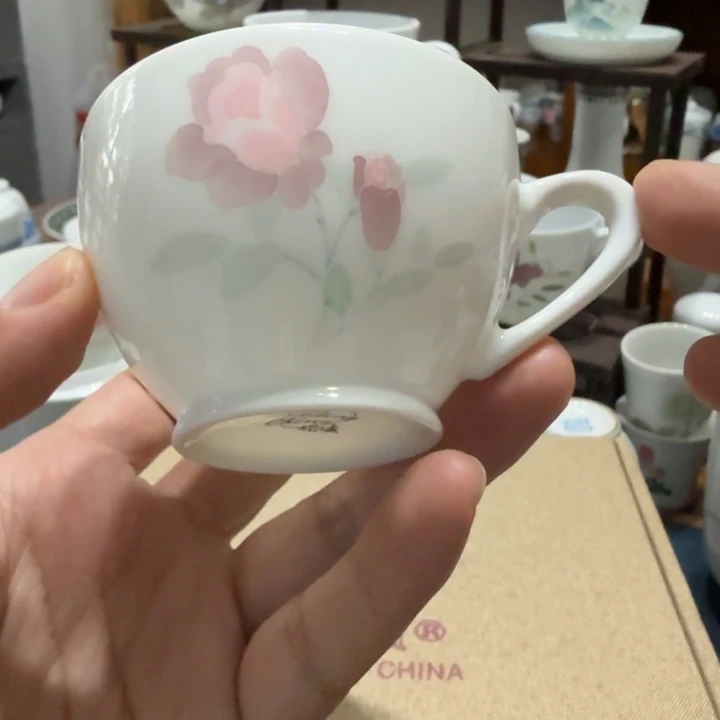 醴陵玫瑰花大球泥茶杯微瑕福利