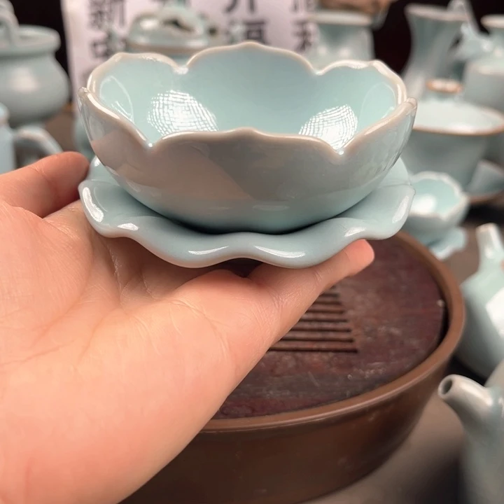 纯原矿汝瓷玛瑙入釉莲花茶楼