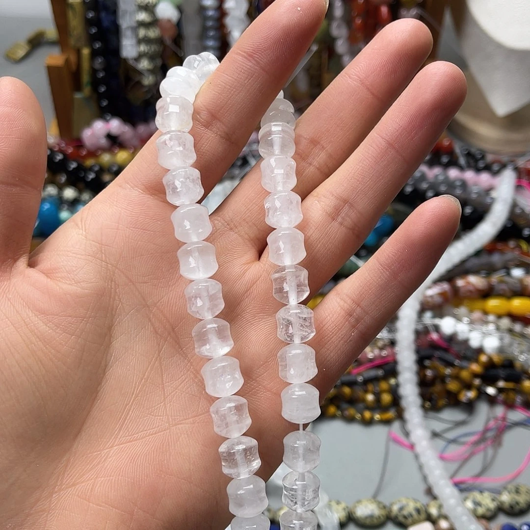 玛瑙/玉髓未镶嵌珠宝半成品卡10白水胖竹节一条