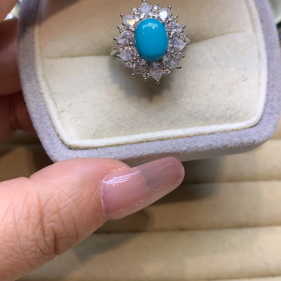 银S925镶嵌绿松石戒指