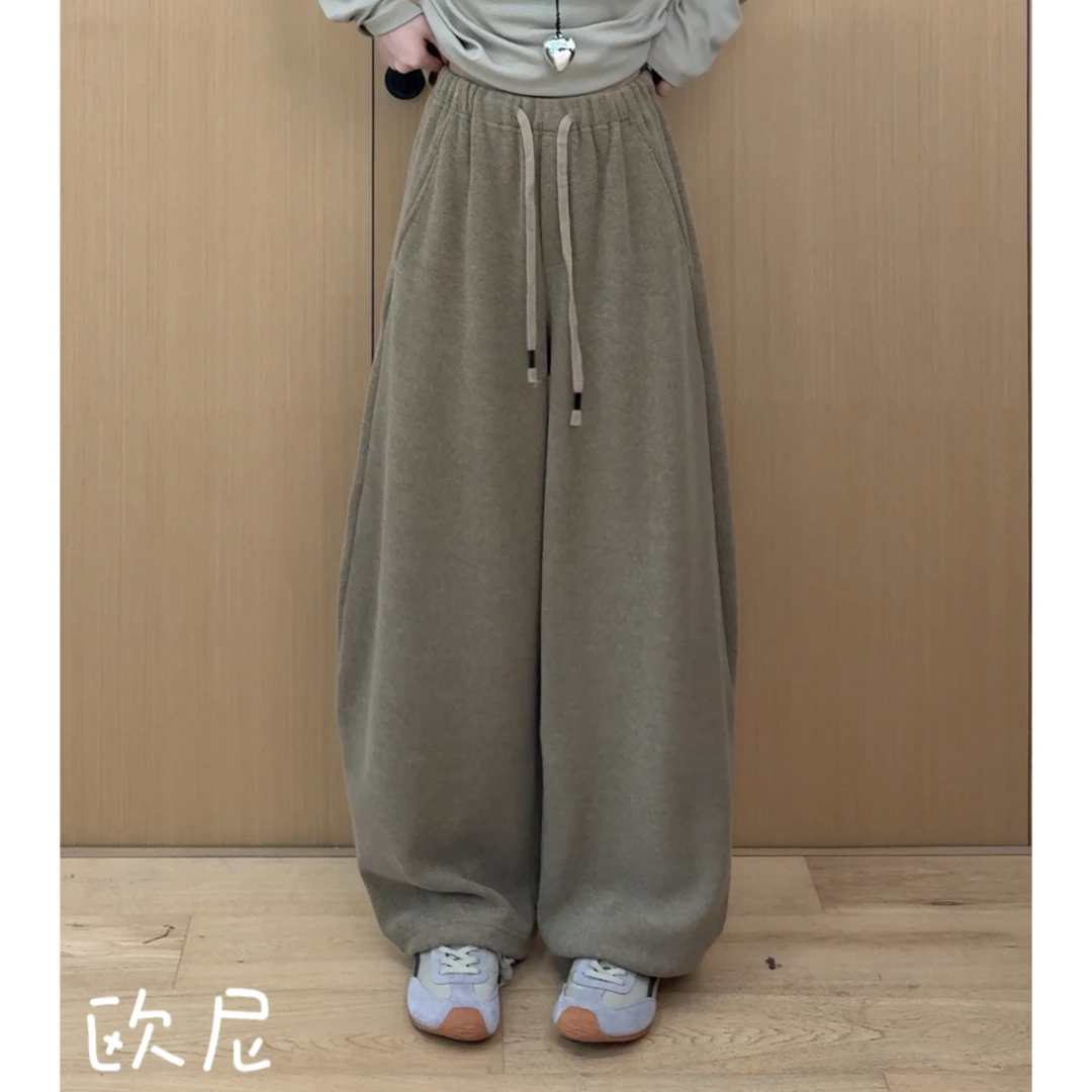 欧尼私服 2025秋季【懒人裤】极简风松紧腰宽松百搭休闲裤2509C6049