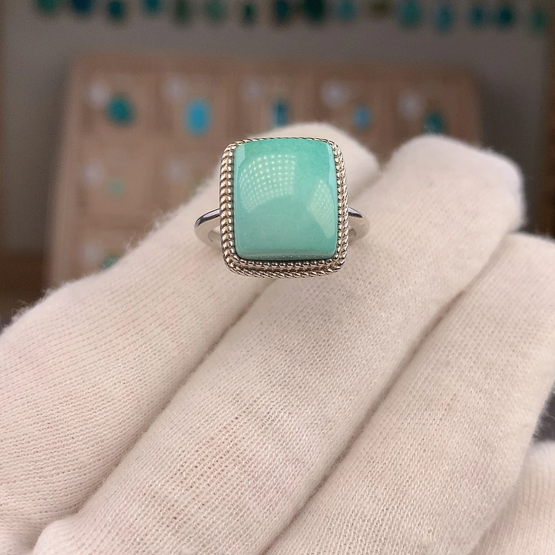 绿松石银S925镶嵌戒指