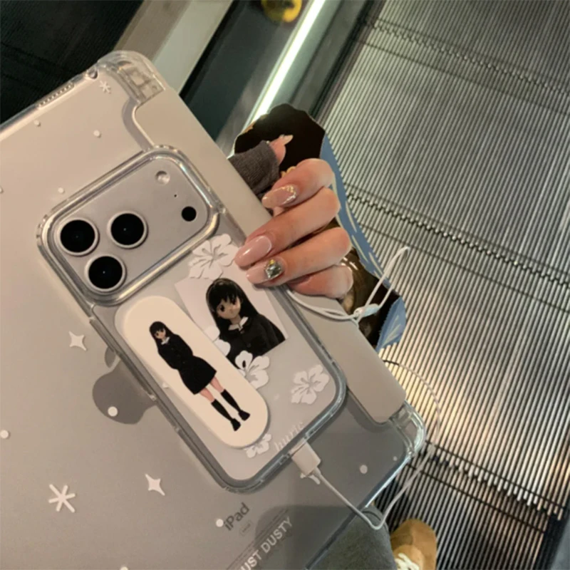 BANCA漫画少女创可贴支架适用iPhone17/16手机壳华为vivo小米oppo