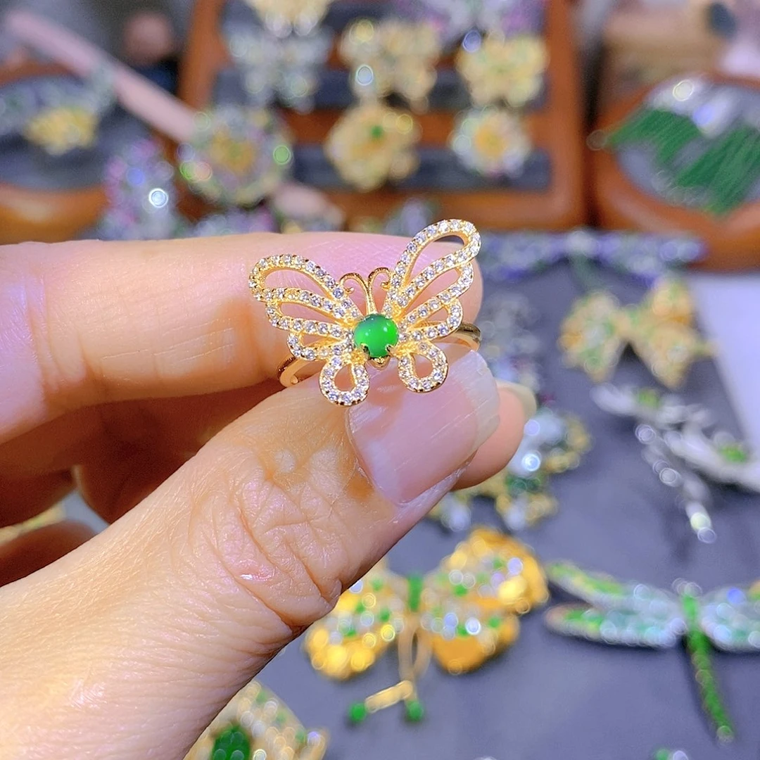 颈饰银S925镶嵌翡翠