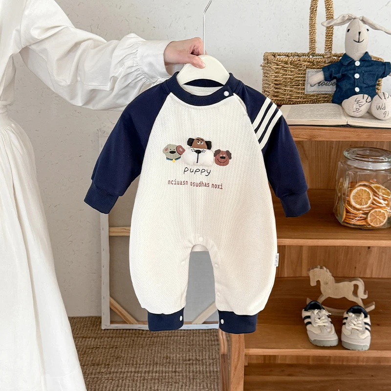 婴幼儿秋装宝宝连体衣春秋款超萌可爱长袖内搭新生儿百天满月爬服