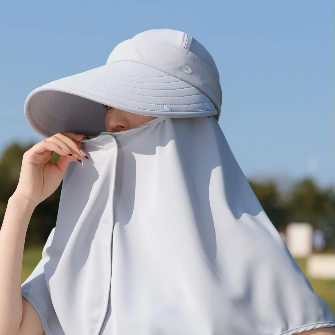 秋冬季防晒帽女款2025年夏季可拆披肩护颈遮阳可扎马尾防紫外线太