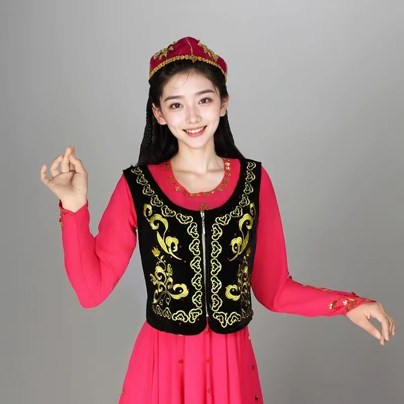 新疆舞民族舞蹈短款表演民族风背心马甲