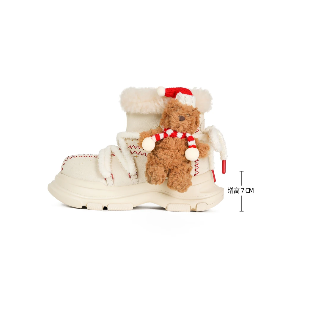新年款雪地靴 女冬季新款靴子厚底增高防水防滑大头鞋棉鞋W1396