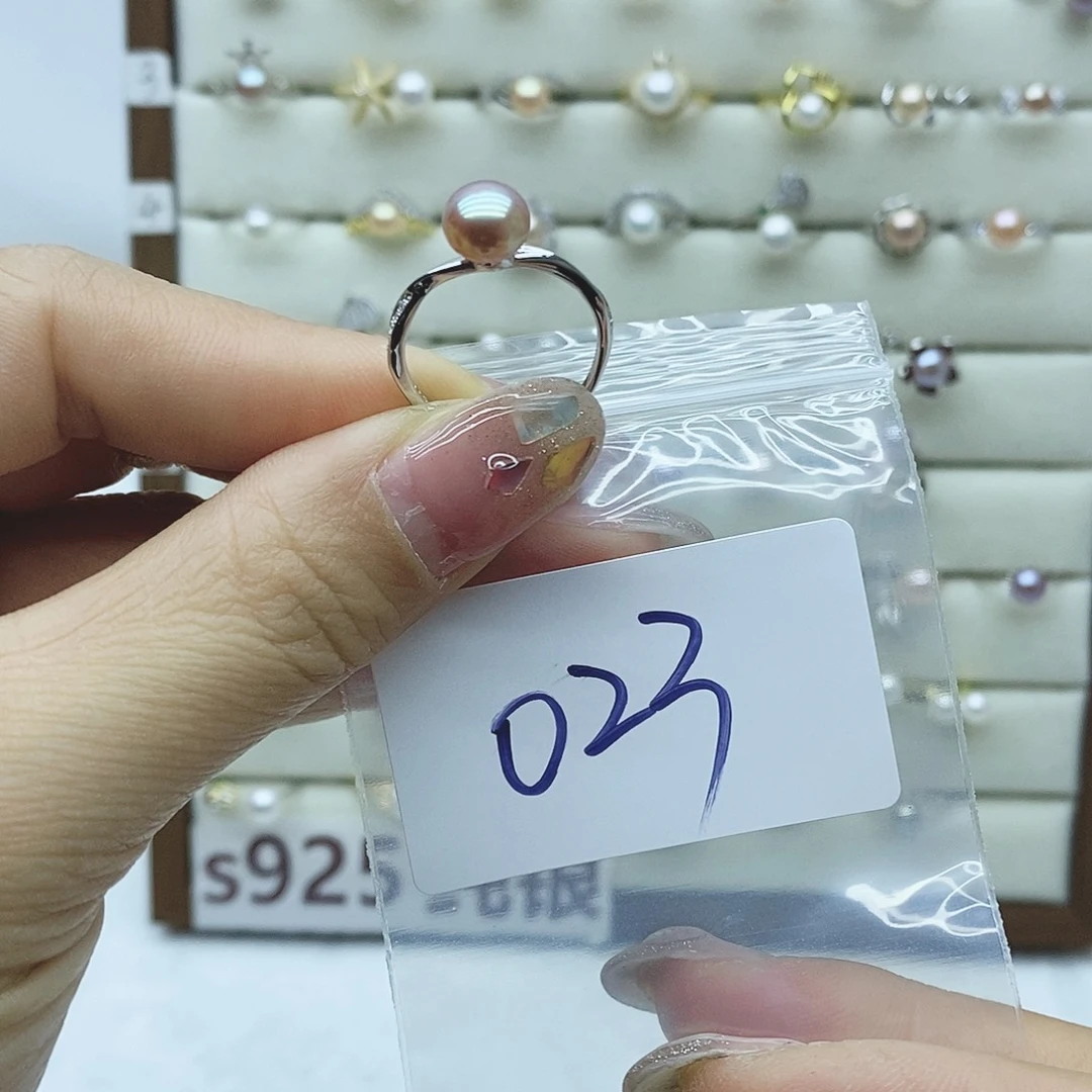 淡水珍珠戒指银S925镶嵌023